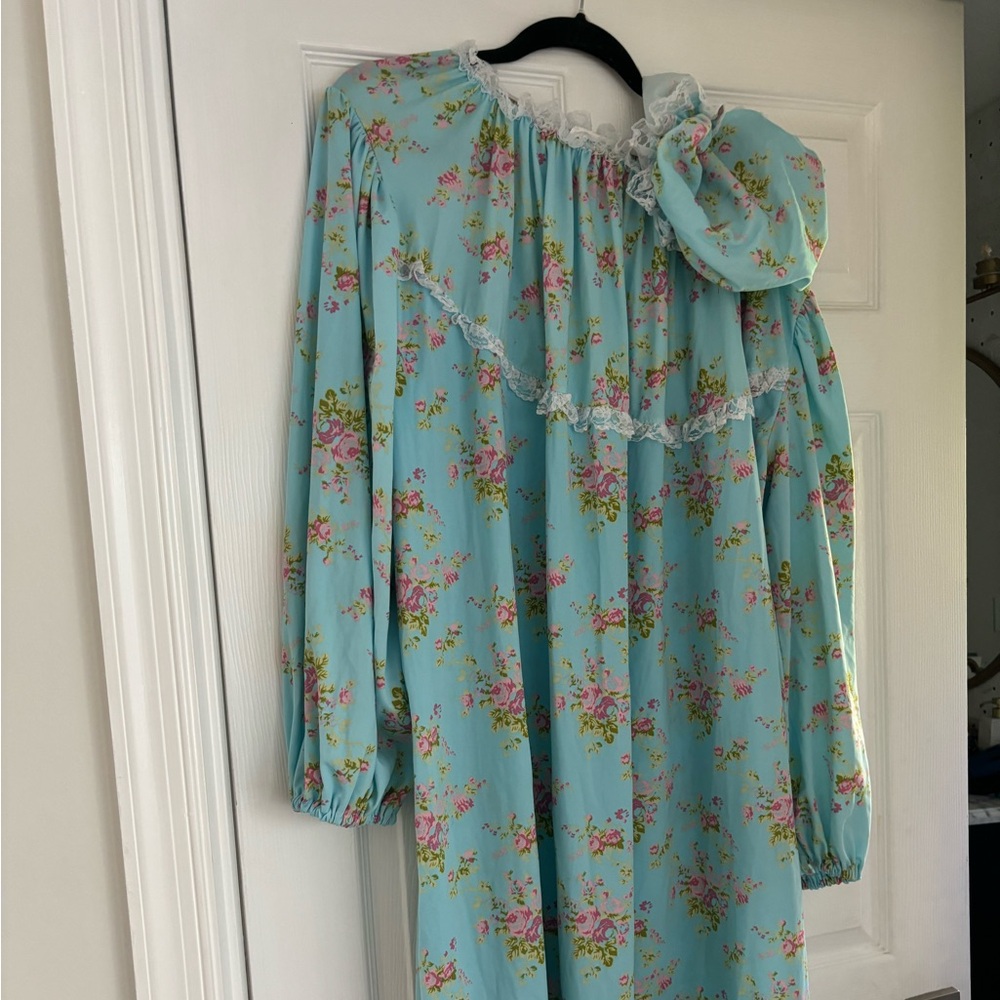 Vtg Big Bad Wolf Granny Floral Nightgown Adult Costume One Size Fits Most